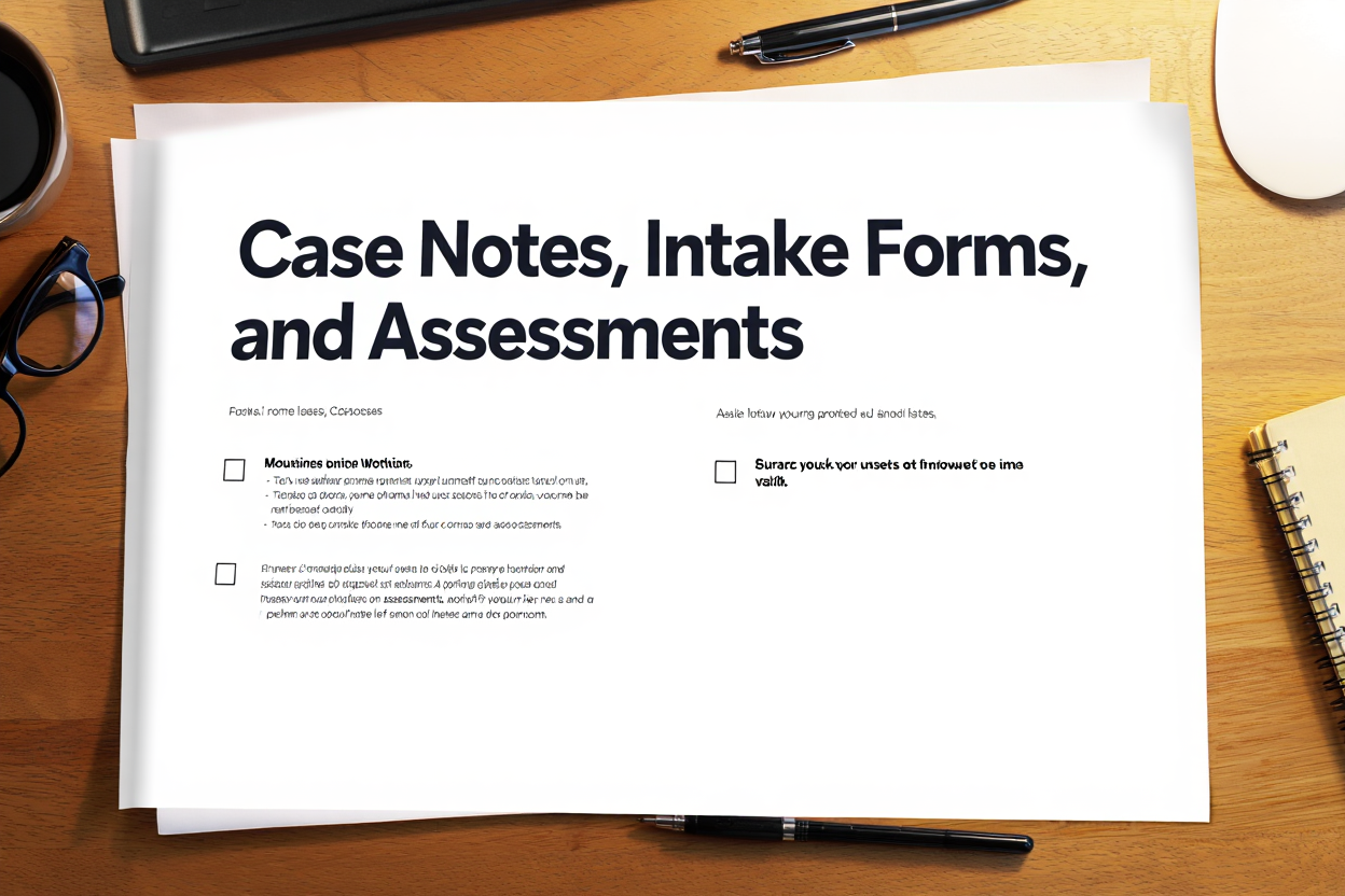 a giant note on a desk - Case Notes, Intake Forms, and Assessments